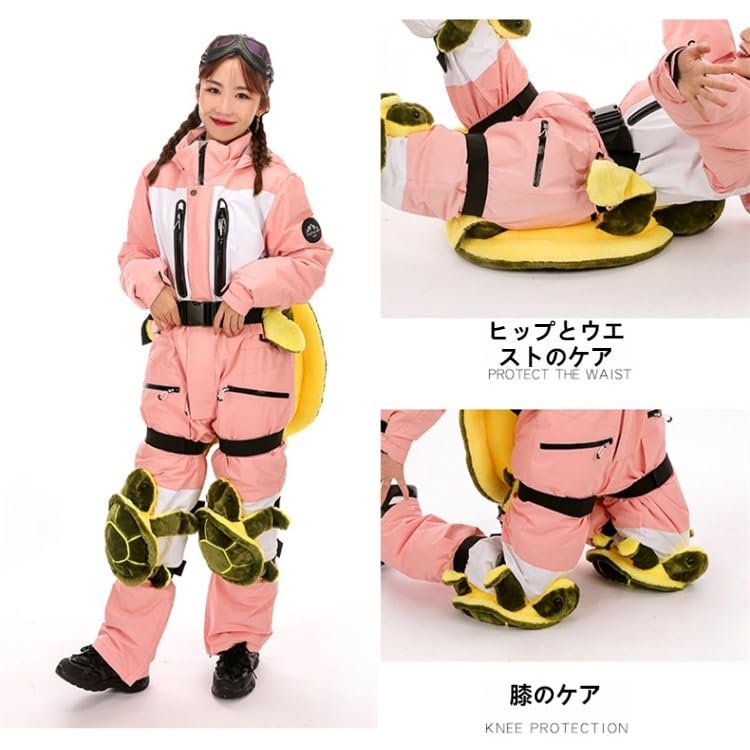 くらしのBADUSのBADUS プロテクター キッズ 子供 大人用 股関/肘/膝 5点セット タートルスキー保護具 スポーツや練習などの転倒時に保護するパッド 初心者 スキー装置 衝撃吸収 ケツパッド ヒッププロテクター 調整可能｜アングル2