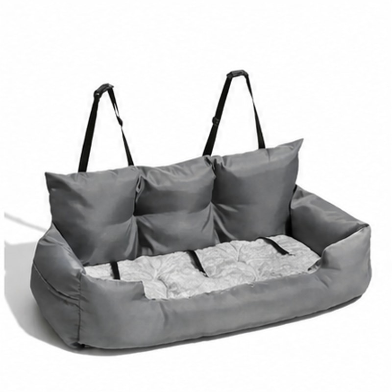 BADUS 犬用 車載ペットシート ドライブボックス ライトグレー 約121×45.7×45.7cm 後部座席用
