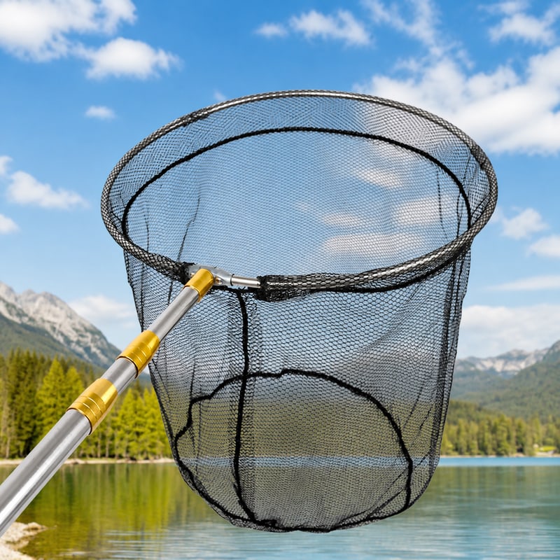 釣り用ランディングネットBADUSの釣り用ランディングネットです。商品画像で確認できる丸型の深めメッシュ網頭、伸縮式の金属調ポール、黒いダブルロック部、黒いグリップ、金色の接続部を基準に構成しています。旧グループ名ではなく、商品実態に合わせて釣具の玉網として整理しています。SKUは竿の長さ違いで、1.8m、2.1m、2.5m、3m、3.5m、4mの6種類です。各SKU名に40cm網の表記があり、隊列上のSKU画像は共通のため、白底SKU画像は同じ外観を長さ違いの各選択肢に対応させています。湖、川、管理釣り場、防波堤などで魚をすくう用途に向いたネットです。伸縮竿のロック部、グリップ、網頭との接続部を確認してから、使う場所に合わせた長さをお選びください。画像内の湖、桟橋、水面、背景小物は使用イメージです。釣竿、リール、ケース、魚、未確認の小物は商品内容に含めていません。耐荷重、魚種、浮力、防水等級、収納寸法、認証については、確認できる範囲を超えて断定していません。