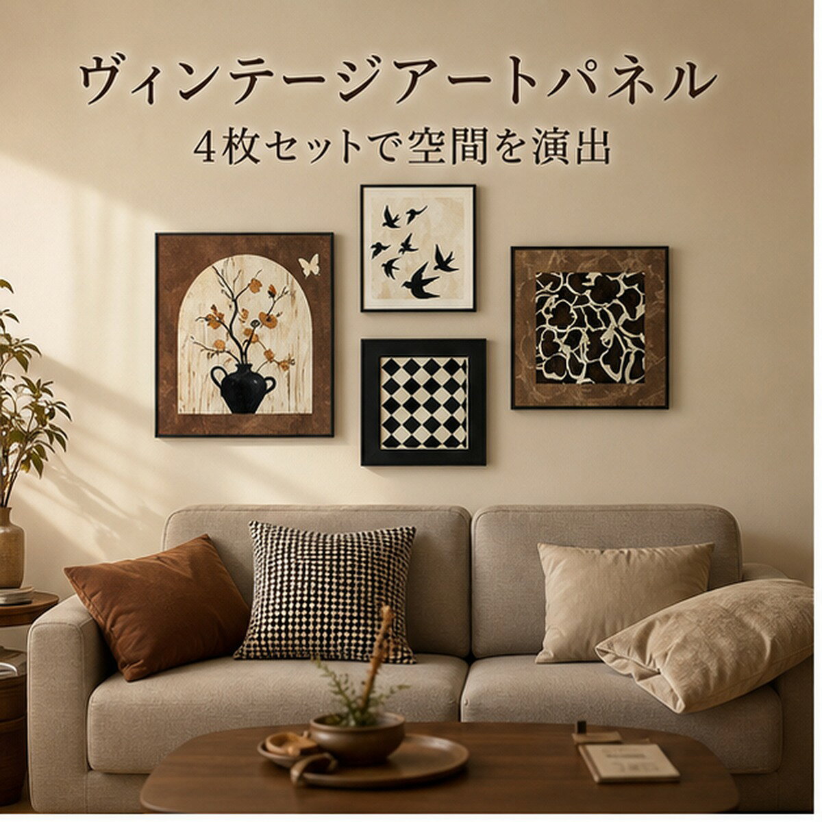 楽天市場】ウォール アート フレーム 4 pcsの通販