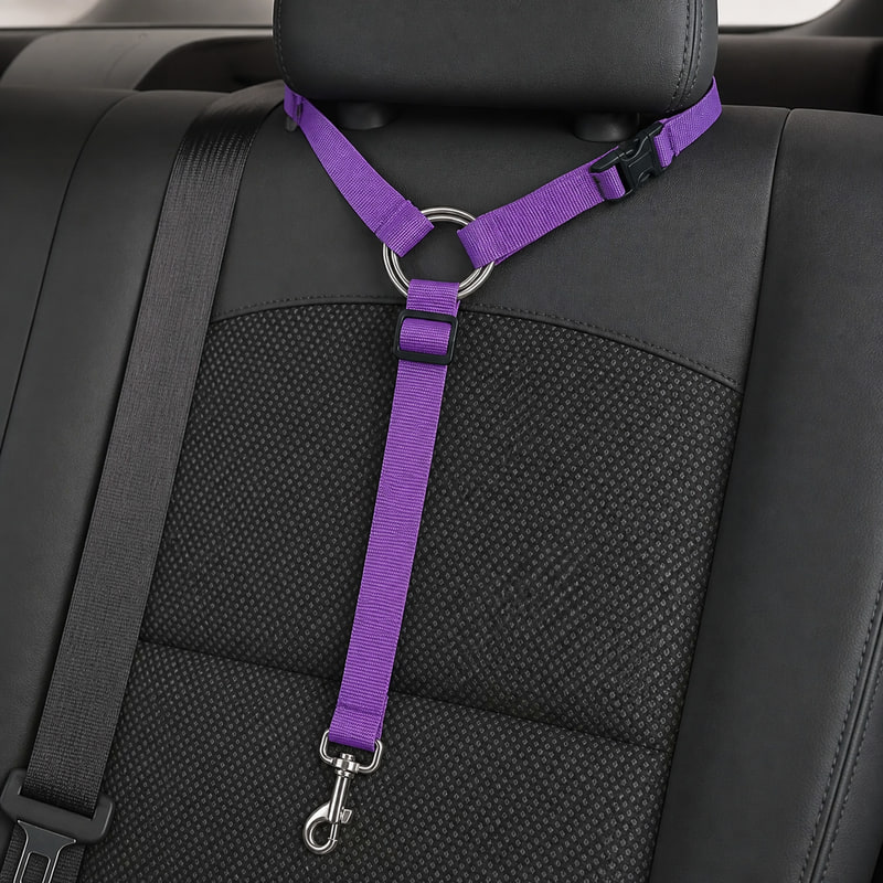 BADUS 犬用車載シートベルト ヘッドレスト固定 ハーネス接続 長さ調整 回転ナスカ...