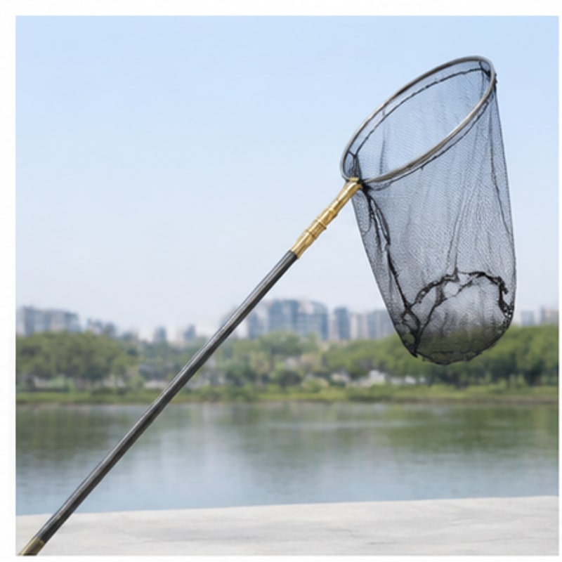 BADUS 伸縮式フィッシングネット 玉網 ランディングネット たも網 120cm 150cm 190cm カーボン調ロッド 編み網 ステンレス網枠 ダブルネット 釣り 川釣り 池 海辺 魚すくい 持ち運び ブラック