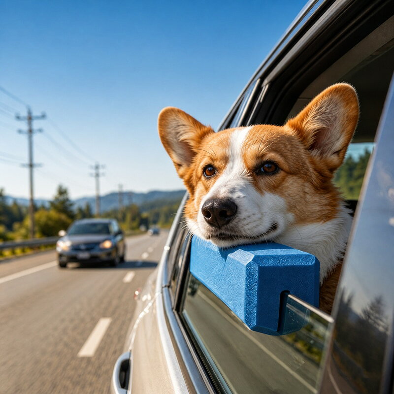 BADUS 犬用 車窓あご乗せクッション ペット用 車載 窓枠用 あご置き EVAフォーム ブルー 約40.5cm 1個装 2個装 ドライブ お出かけ 車内アクセサリー