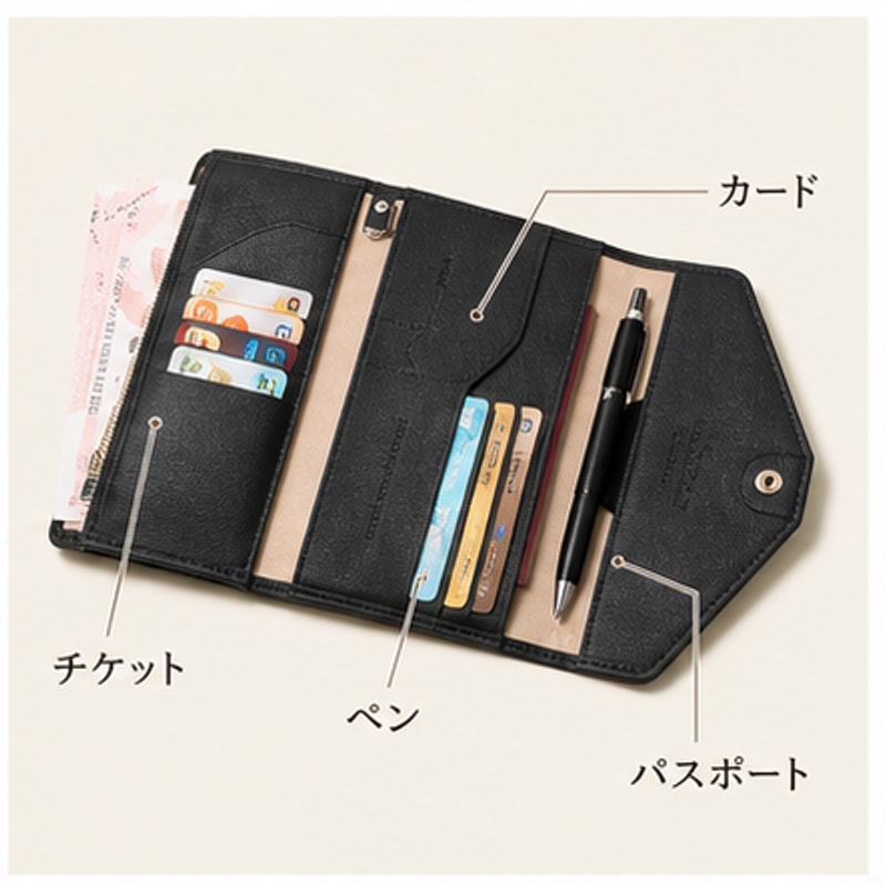 BADUS パスポートケース RFIDスキミング防止 長財布型 旅行用 チケット カード ペ...