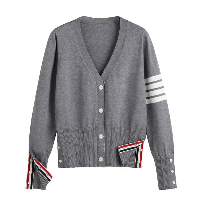 ゴルフウェア レディース カーディガン ゴルフウエア Vネック ニット ニットカーディガン ゴルフ ウエア トリコロール ライン ウール あったか 通学 厚手 通勤 おしゃれ 秋 冬 秋冬 黒 グレー 白 韓国