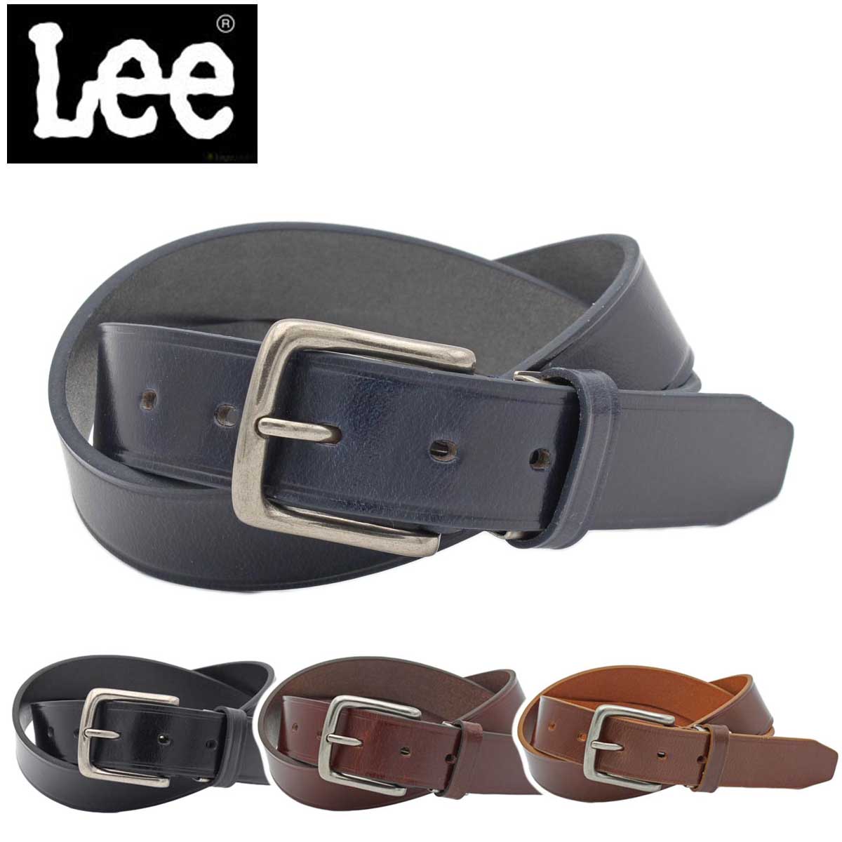 ベルト メンズ レディース Lee / リー カジュアル ジーンズ ウエスタン 35mm 牛革 ネン引き レザー ベルト 無地 シンプル ユニセックス プレゼント ギフト