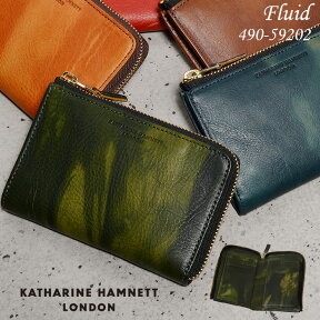 キャサリンハムネット 財布 二つ折り財布 縦型 KATHARINE HAMNETT FLUID 490-59202 メンズ レディース 革　送料無料