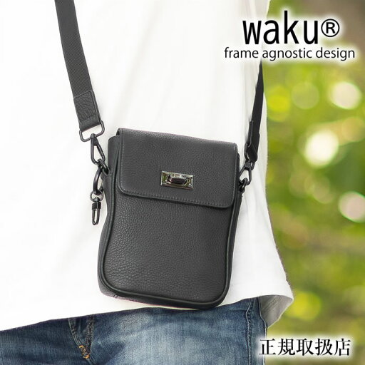 ワク ショルダーバッグ メンズ レディース スクエアショルダー 縦型 かぶせ Mサイズ レザー クロ waku KURO 牛革 wk-0052 WS ワク ショルダーバッグ メンズ レディース スクエアショルダー 縦型 かぶせ Mサイズ レザー クロ waku KURO 牛革 wk-0052 WS