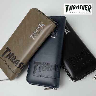 財布 長財布 メンズ ラウンドファスナ ー ブランド 札入れ サイフ メンズ財布 16cm 雑貨財布 大容量 ジッパー 中学生 男子 高校生 学生 子供 大人 THRASHER スラッシャー ラウンドファスナー長財布 THS-0051 メール便