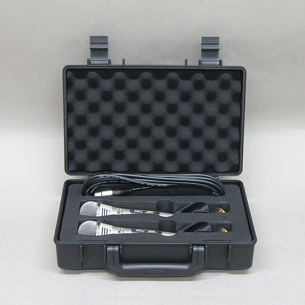 マイクケース マイク収納アルミケース アルミハードケース ワイヤードマイク ワイヤレスマイク マイクロフォンケース マイクロフォン用ケース イベント 結婚式 舞台 司会 行事 宴会場 備品 持ち運び 保管 スポンジ加工 EVAスポンジ キャリーケース 2本収納 MW2