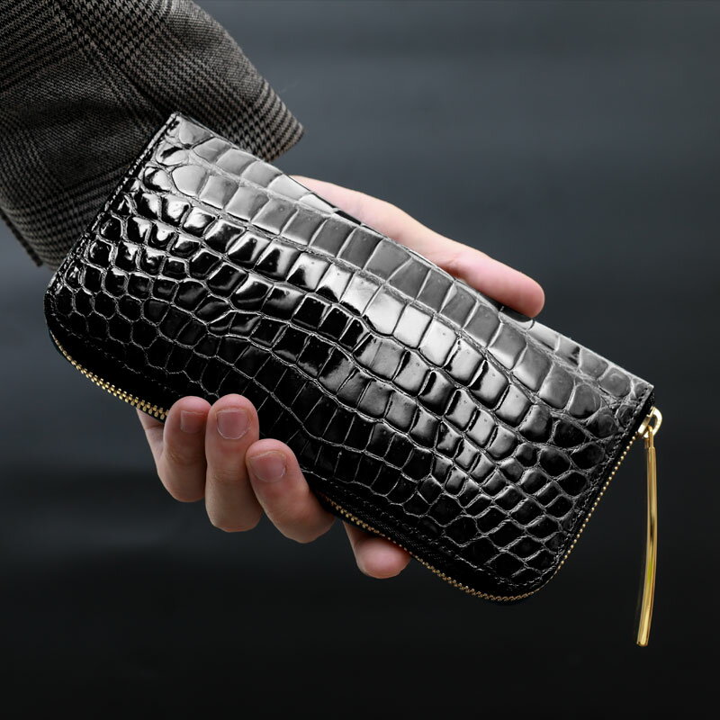 クロコダイル 長財布 メンズCrocodile Smart Long Wallet クロコダイル スマートロングウォレットW ワニ革 艶あり 紫綬褒章受章 