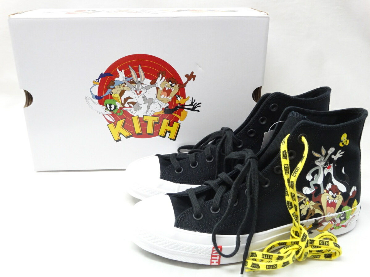 27cm【未使用】KITH LOONEY TUNES CONVERSE CHUCK TAYLOR ALL STAR スニーカー ブラック オールスター チャックテイラー 8.5 キース【中古】【新古】【新品同様】27.0cm キス ルーニー テューンズ 黒 ハイカット コラボ