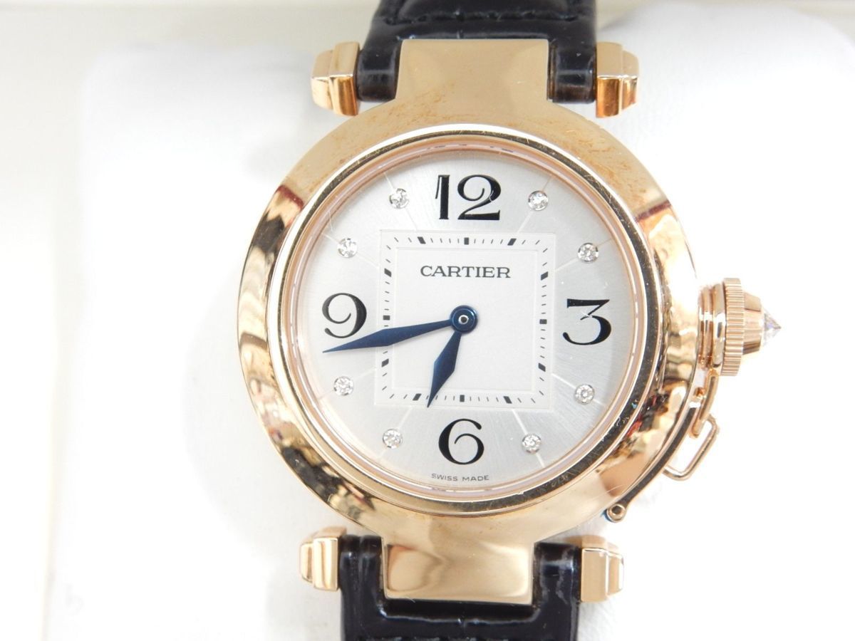 カルティエ CARTIER パシャ 32mm WJ11913G レディース K18ピンクゴールド 腕時計 K18PG 8Pダイヤモンド 金無垢 クオーツ 750【中古】