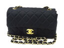 ギャラ/シール有 シャネル CHANEL マトラッセ チェーン ミニ ショルダーバッグ W20cmブラック 箱/袋付 19番台 ゴールド金具 フラップ【中古】【...