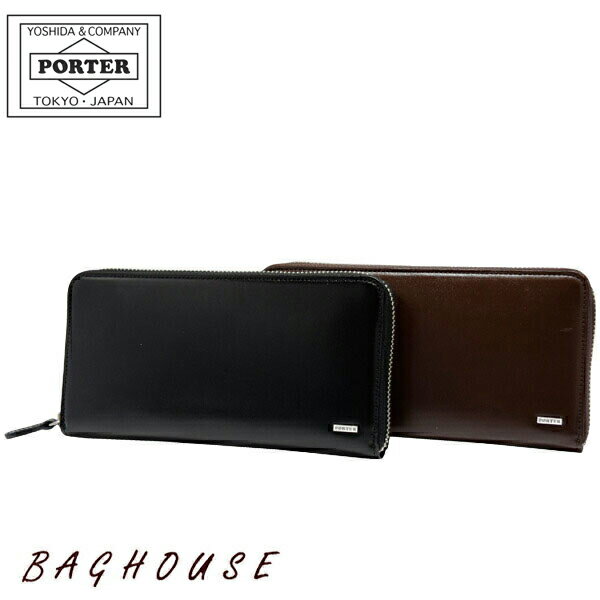 ポーター 財布（メンズ） ポーター シーン ロングウォレット 110-02968 ラウンドファスナー長財布 PORTER 吉田カバン SHEEN LONG WALLET 小銭入れあり レザー 本革製 牛革 牛ステア メンズ 男性 レディース 女性 ビジネス オフィス 日本製 ブラック/ブラウン ブランド 人気 プレゼント ギフト