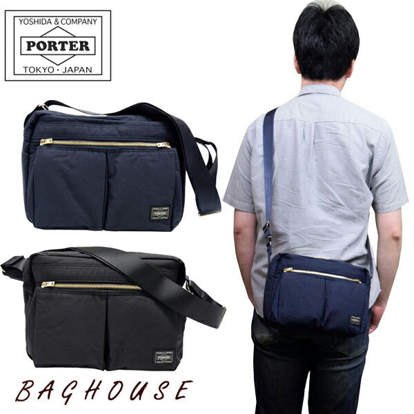 ポーター ショルダーバッグ メンズ ポーター ドラフト ショルダーバッグ(S) 656-06174 PORTER 吉田カバン DRAFT SHOULDER BAG A5 メンズ 男性 レディース 女性 ユニセックス 斜め掛け 小さめ 軽い 軽量 撥水 カジュアル シンプル 日本製 ブラック/ネイビー ブランド 人気 プレゼント ギフト 父の日