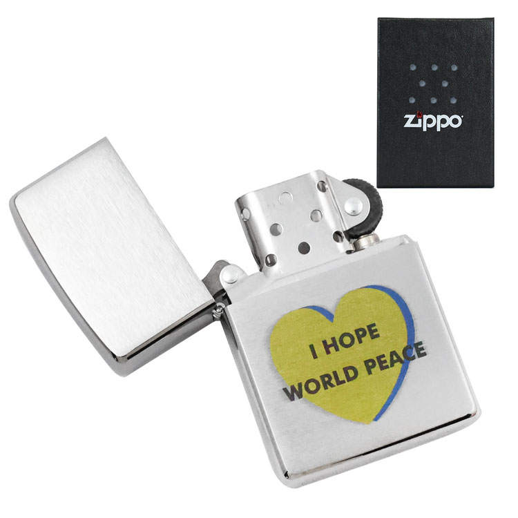 デザインzippo 【I HOPE WORLD PEACE】 zippo ライター カラー刻印 おしゃれ zippoライター ジッポ オイル ジッポライター 200番 ジッポー レーザー 喫煙具 タバコ 煙草 石 防災グッズ 地震対…