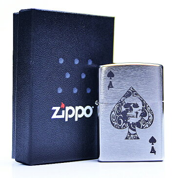 zippo ライター スカル スペード トランプ おしゃれ 【zippoライター 名入れ ジッポ オイル ジッポライター 200 トランプ柄 スペード柄 エース クロムサテーナ 髑髏 ドクロ 骸骨 刻印 レーザー 喫煙具 たばこ 防災グッズ 地震対策】