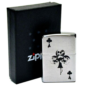 zippo ライター スカル クローバー トランプ おしゃれ 【zippoライター 名入れ ジッポ オイル ジッポライター 200番 トランプ柄 クローバー柄 クロムサテーナ 髑髏 ドクロ 骸骨 刻印 レーザー 喫煙具 たばこ 防災グッズ 地震対策】