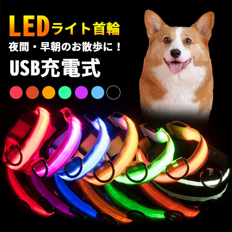 【限定200円OFFクーポン】首輪 犬 猫 光る led 光る首輪 おしゃれ 痛くない かわいい 可愛い 柔らかい キラキラ ライト 夜間 散歩 安全 苦しくない ledライト USB充電式 軽量 頑丈 サイズ調整…