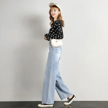 【20%OFFクーポン適用】 デニムパンツ ワイドパンツ デニム レディース ワイドデニムパンツ ガウチョパンツ ハイウエスト ジーンズ ストレート ジーパン Gパン パンツ 春夏 秋冬 大きいサイズ ゆったり 体型カバー シンプル おしゃれ カジュアル 韓国ファッション