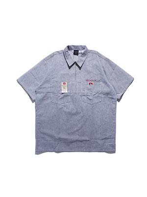 スクレップ SCREP ハーフジップアップストライプシャツ 1/2 ZIP S/S SHIRT メンズ M-XXLサイズ ワンカラー