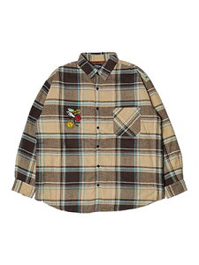 フリップザスクリプト FLIP THE SCRIPT チェック シャツ トップス 長袖 裏ボア アウター CHECK BOA SHIRT -BROWN- メンズ M-XL ブラウン _FAIR_e