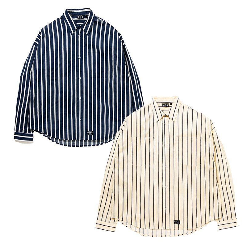 եƥ 430 奢륷 M L XL ͥӡ/ ١ ȥåץ Ĺ Ĺµ ȥ饤 L/S 2T STRIPE BIG SHIRTS -2.COLOR- _FAIR_e