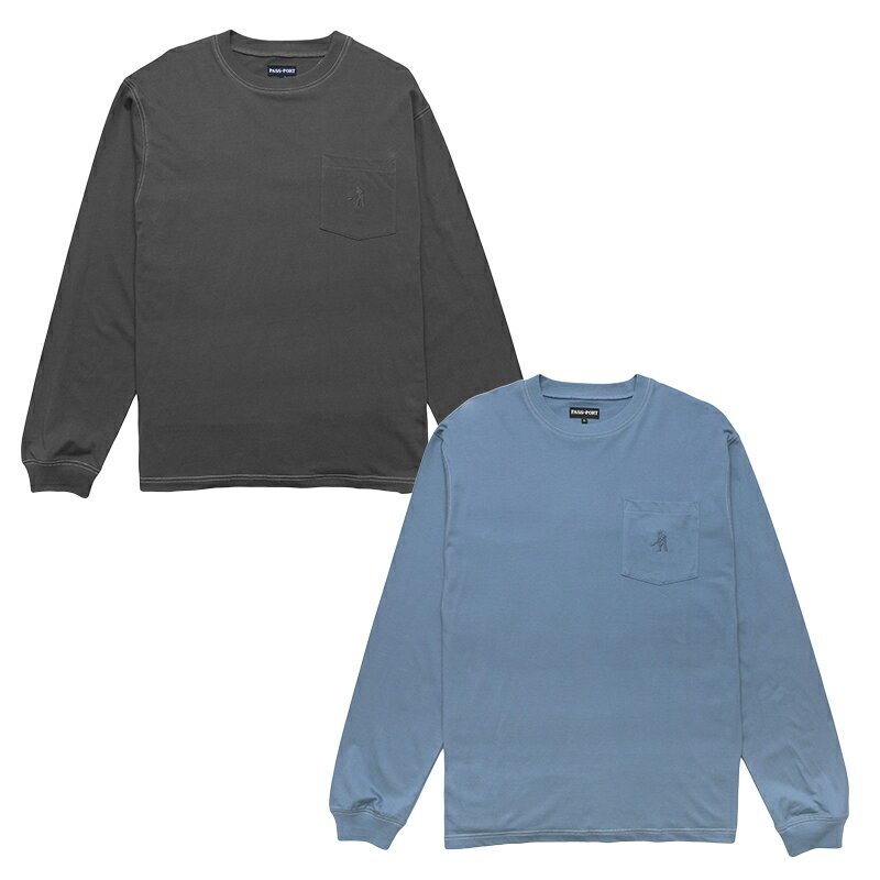 パスポート PASSPORT ロンT M L XLサイズ ブラック/黒 ブルー/青 メンズ トップス クルーネック 長そで 長袖 Organic Pocket Long sleeve -2.COLOR-