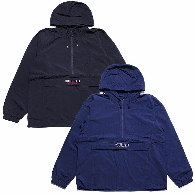 ホテルブルー HOTEL BLUE ナイロンアノラックジャッケット アウター カンガルーポケット M-XLサイズ ブラック/ネイビー メンズ KANGAROO JACKET -2.COLOR- _FAIR_e