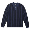 パスポート PASSPORT ニットポロシャツ 長袖 ネイビー M-XLサイズ メンズ PATTONED KNIT LS POLO -NAVY-