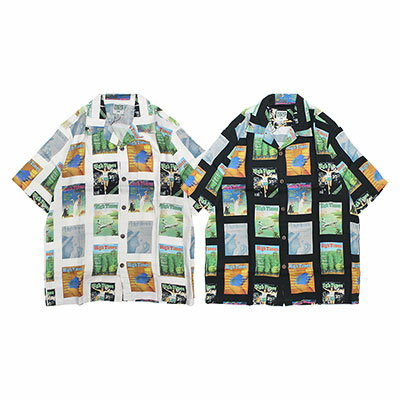 ポットミーツポップ POT MEETS POP シャツ トップス 半袖 アロハ プリント 総柄 70s COVER ALOHA SHIRT メンズ ユニセックス...