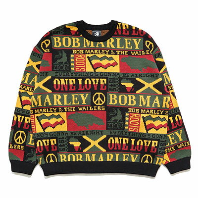 スクレップ SCREP ジャガードニット トップス セーター ニット ボブマーリー コラボ プルオーバー 総柄 BOB MARLEY JACQUARD KNIT...