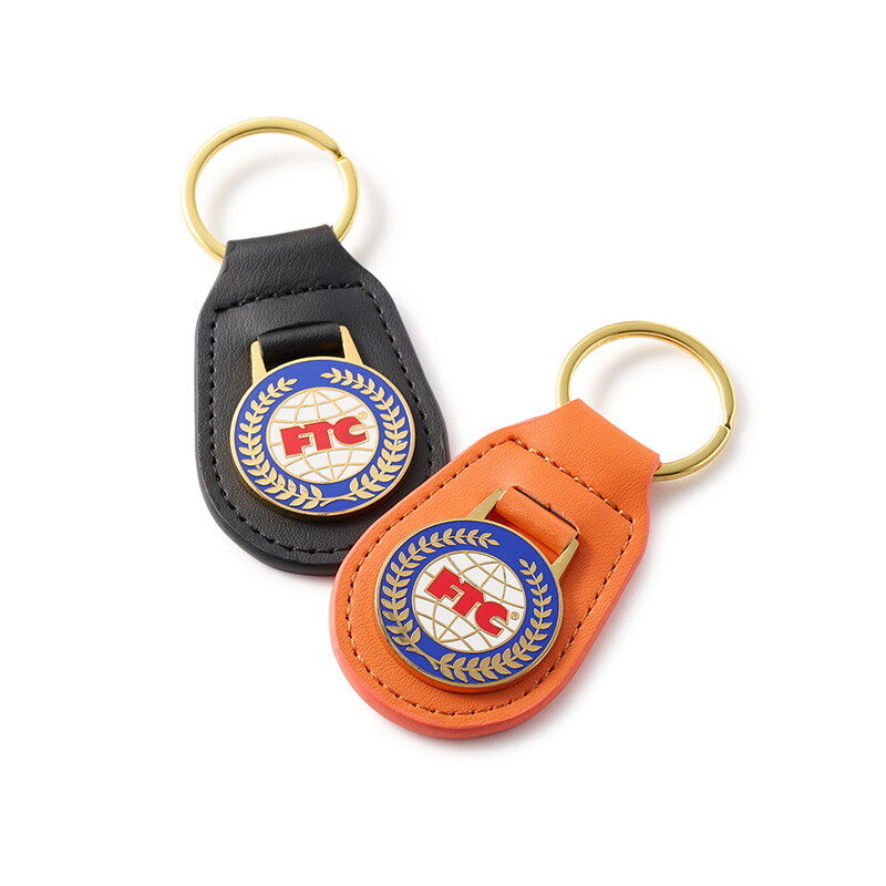 エフティーシー FTC キーホルダー ブラック/ブラウン EMBLEM LEATHER KEYCHAIN -2.COLOR-