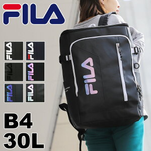 フィラ 黒 リュック スクエアリュック 女子 FILA サイン リュックサック バックパック デイパック 30L B4 A4 メンズ レディース 男女兼用 ジュニア 学生 高校生 中学生 タウン 通勤 通学 スポーツ 部活 旅行 撥水 PC収納 軽量 おしゃれ カジュアル ブランド 人気 7762