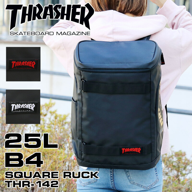 スラッシャー リュック レディース 大容量 リュックサック THRASHER Knee Slide ニースライド THR-142 正規品 スクエアリュック デイパック バックパック B4 A4 25L 通勤 通学 旅行 撥水 軽量 …