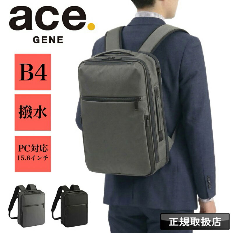 Rakuten - 【2026年3月入荷】エースジーン ace.GENE PC 2気室 ビジカジ 出張 キャリーオン 2WAY ブリーフケース 16L ACE ガジェタブルCB2 バックパック デイパック ビジネスリュック ビジネスバックパック B4 撥水 シンプル リクルート フレッシャーズ 通学 旅行 通勤 正規品 20023