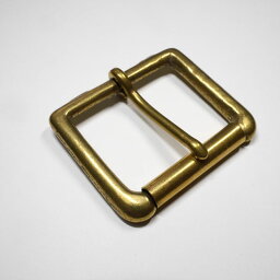 真鍮無垢 ブラス ベルト幅45mm用 回転式ローラー バックル 管美錠 (ゴールド)　馬具職人工房