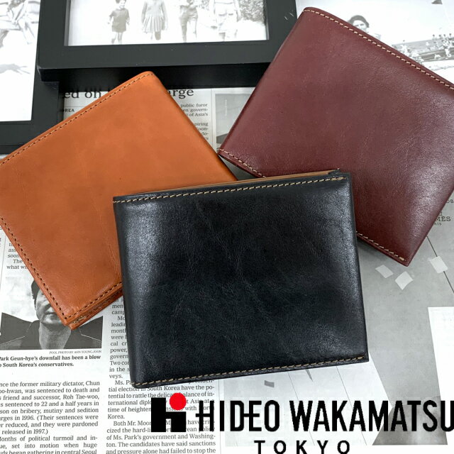 メンズ財布 二つ折り HIDEO WAKAMATSU ヒデオワカマツ リヴォルノ 二つ折り財布 中ラウンド札入れ 85-81220 メンズ 2つ折り財布 折り財布 二つ折りサイフ 男性 父 祖父 人気 レザー 革 バッグ・小物・ブランド雑貨 財布・ケース メンズ財布 プレゼント ギフト 黒 赤 オレンジ