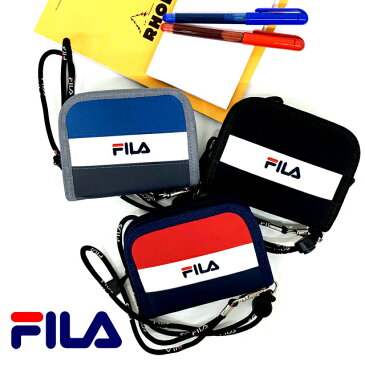 男の子 財布 スポーツブランド/FILA フィラ スタッズ 二つ折り財布[fl-122]小学生 中学生 ジュニア 高校生 ラウンドファスナー小銭入れ 二つ折り 修学旅行 誕生日プレゼント さいふ サイフ 男子 メンズ 紐 カード 黒 紺 グレー 人気 キッズ ストラップ ファスナー財布