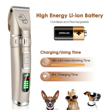 送料無料 ペット用 バリカン 電動トリミングバリカン ペットクリッパー 充電式 ペット用シェーバー 低騒音 低振動 高精度 刈り高さ調整可能 3段階調節可 3.7Vパワー LED液晶ディスプレイ EU 110V-240V