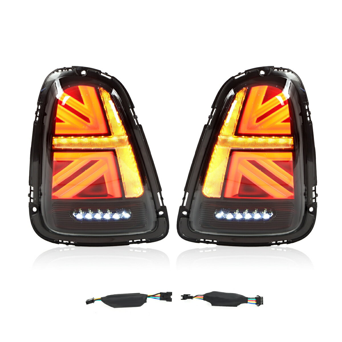 左右セット テールライト JCWユニオンジャック LEDリアテールブレーキライト アセンブリ 適用: ミニ クーパー R56 R57 R58 R59 2007?2015 シグナル ブレーキ ライト スモーク レンズ