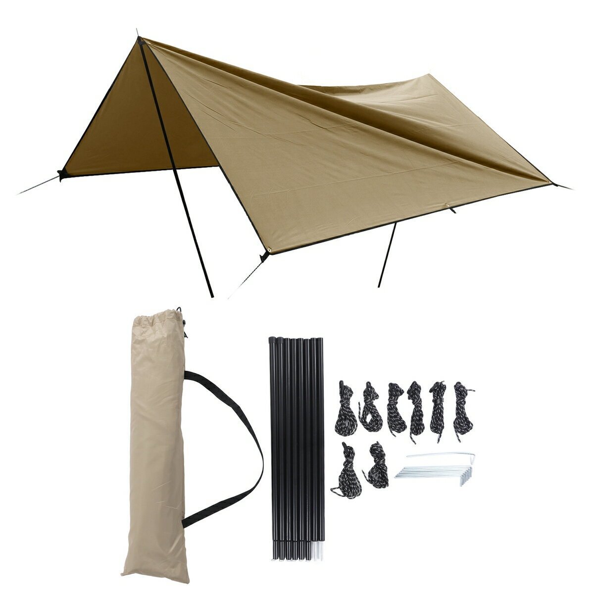 送料無料　タープテント 300×300cm 長方形 頑丈で風に強い しっかり 日よけ サンシェード キャノピーテント ベアーズロック テント タープ