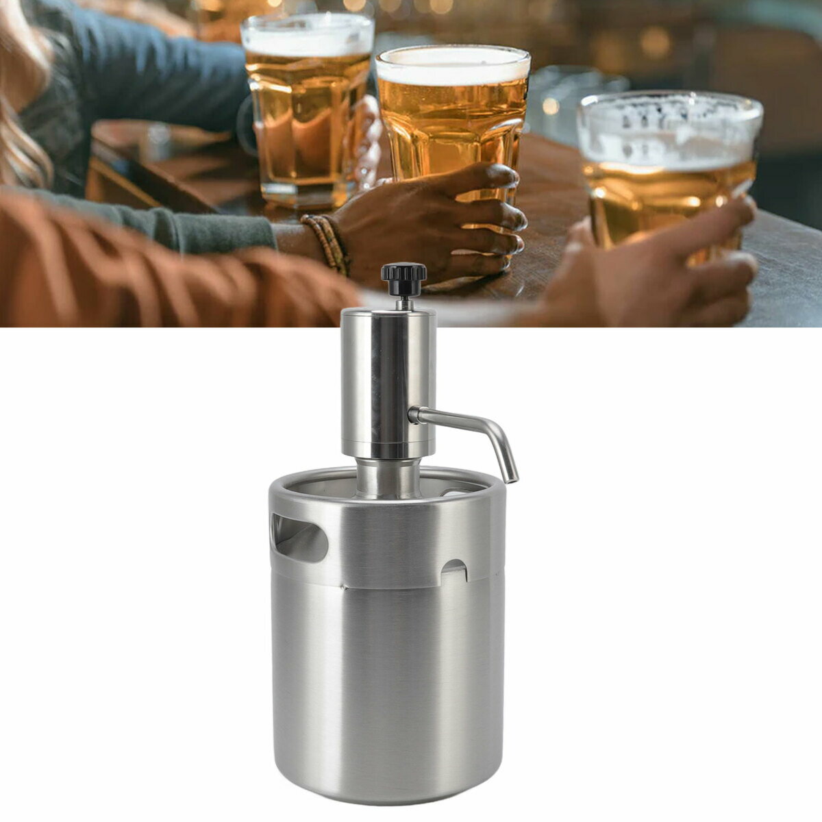 送料無料　ビール樽 生ビールディスペンサー ビールサーバー 電動ビールタップ ミニビール樽 Keg カプラーディスペンサー シリコンチューブ付き パーティー 家庭用 業務用 ステンレス製 2L