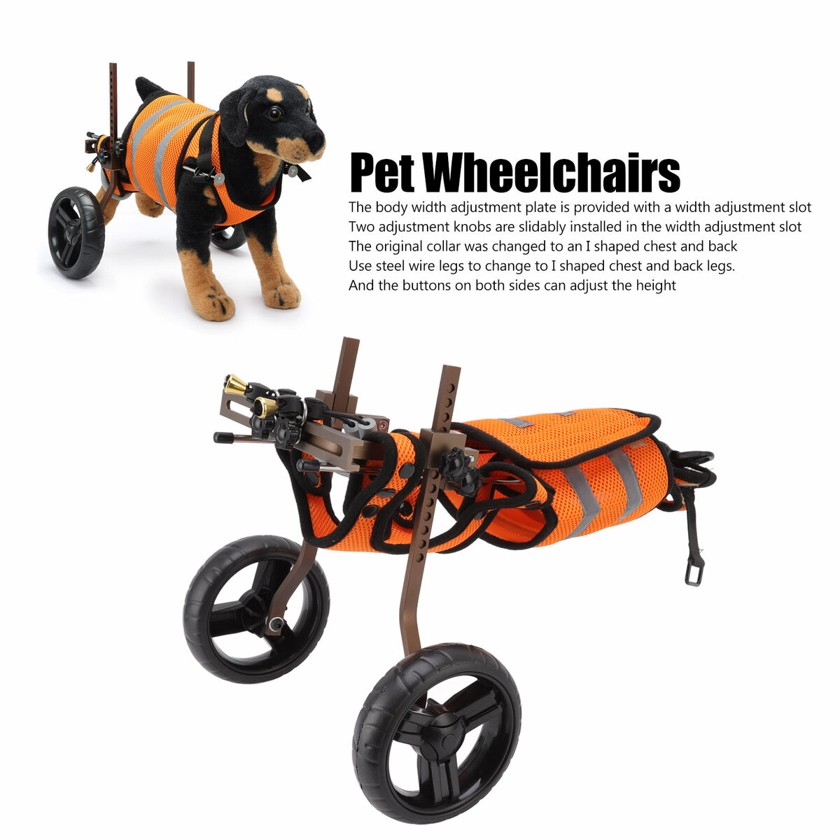 犬用車椅子 小型犬 ペット用車椅子 歩行補助 後脚サポート 2輪 調整可能 フレンチ...