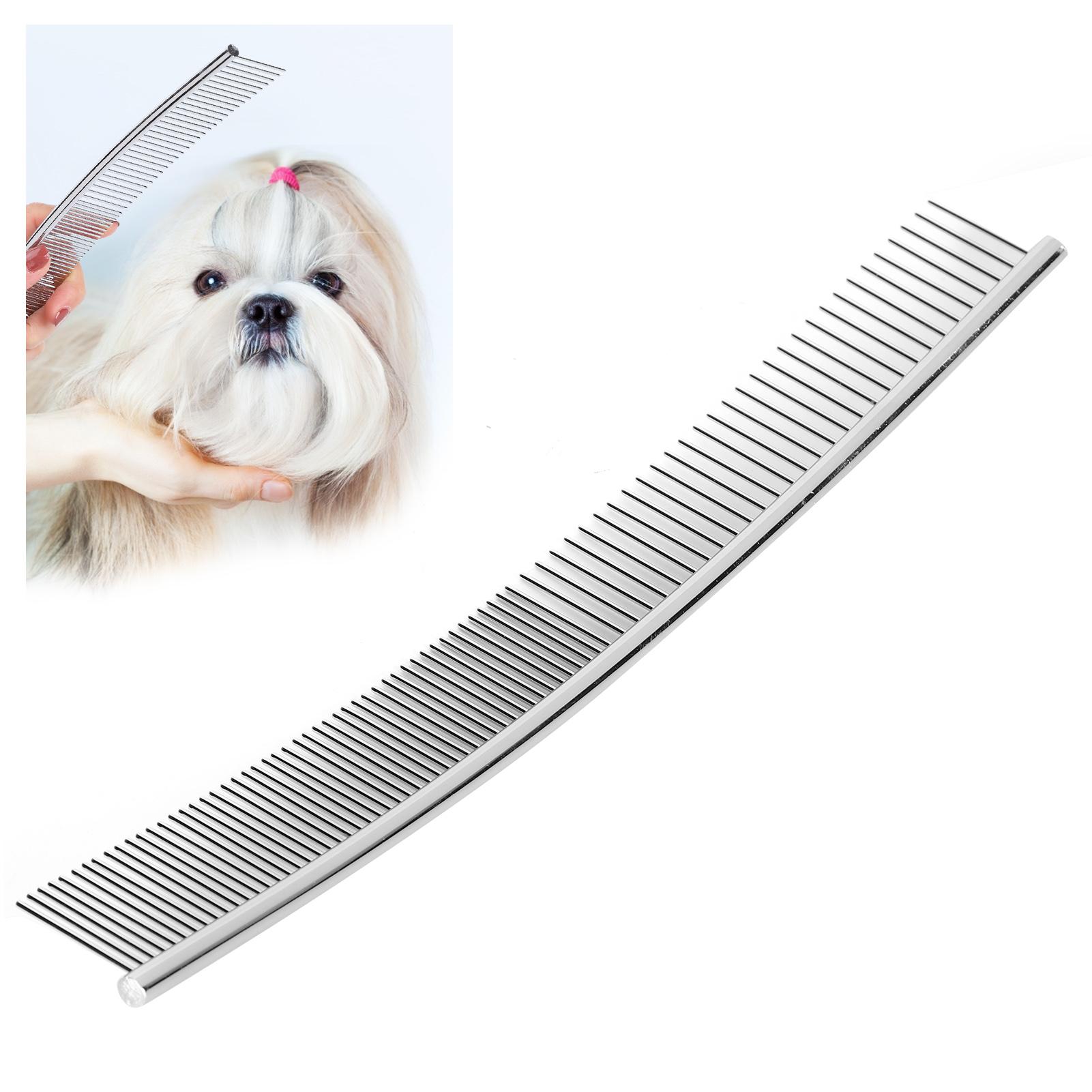 ペットグルーミングコーム ペット犬コーム ペット犬グルーミングノットコーム用の錆びにくい子犬(Half thin and half dense, curved comb)