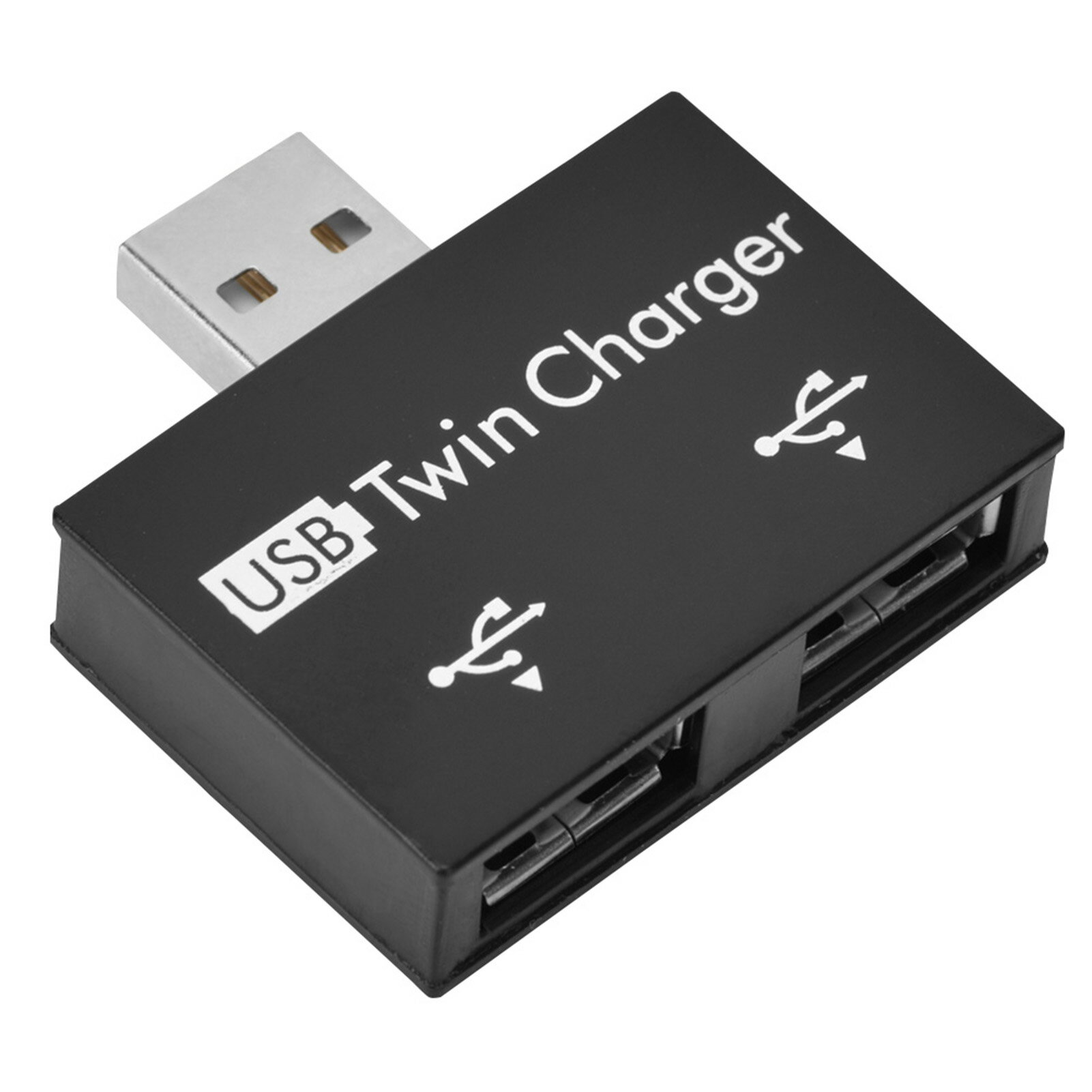 ハブ USB2.0オス-2ポート USBツインチャージャース USB-デュアルUSBコンバーター プリッターアダプター コンバーターキット (黒)