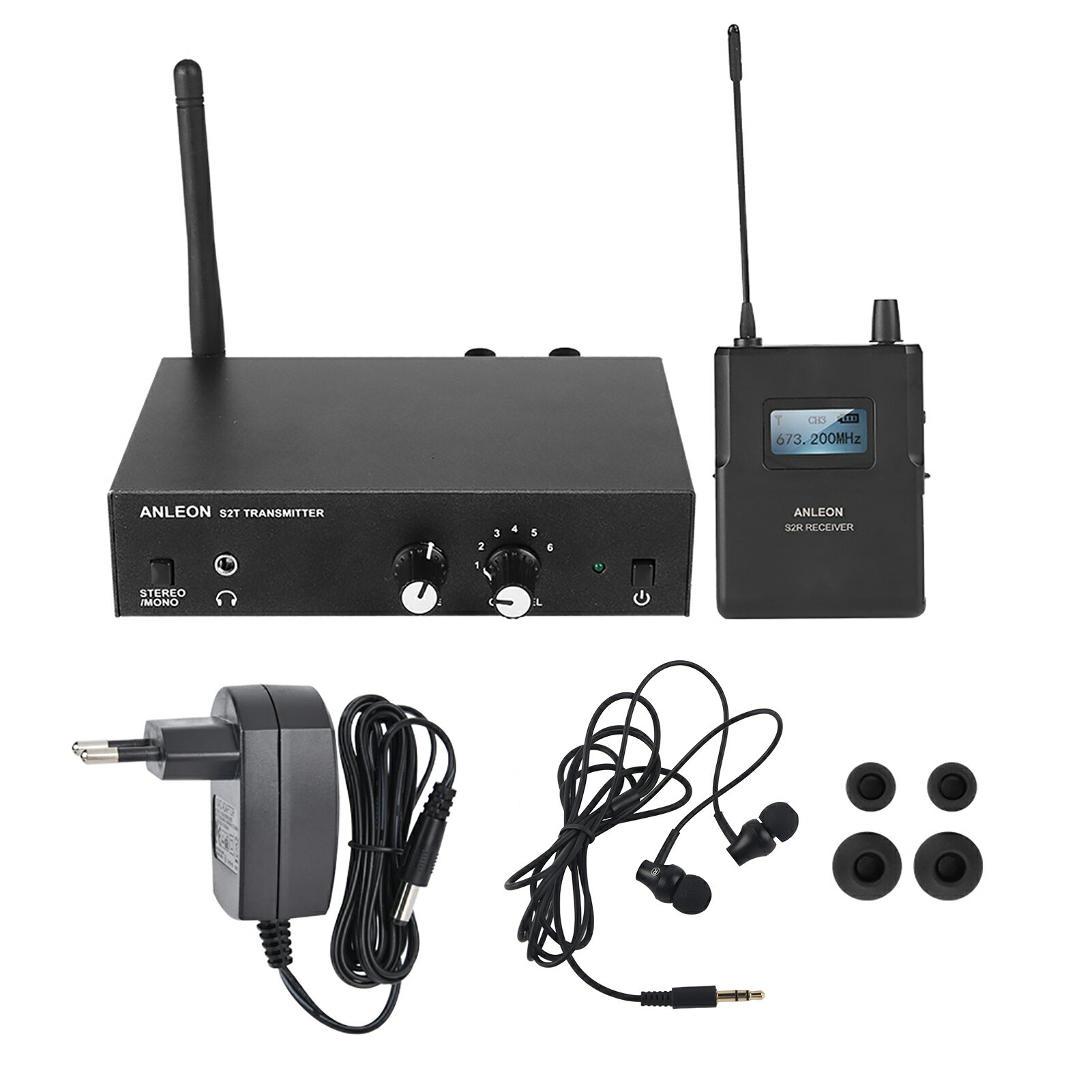 ANLEON S2 UHFステレオワイヤレスモニターシステム用耳システム670-680MHZ 100-240V (EUプラグ)