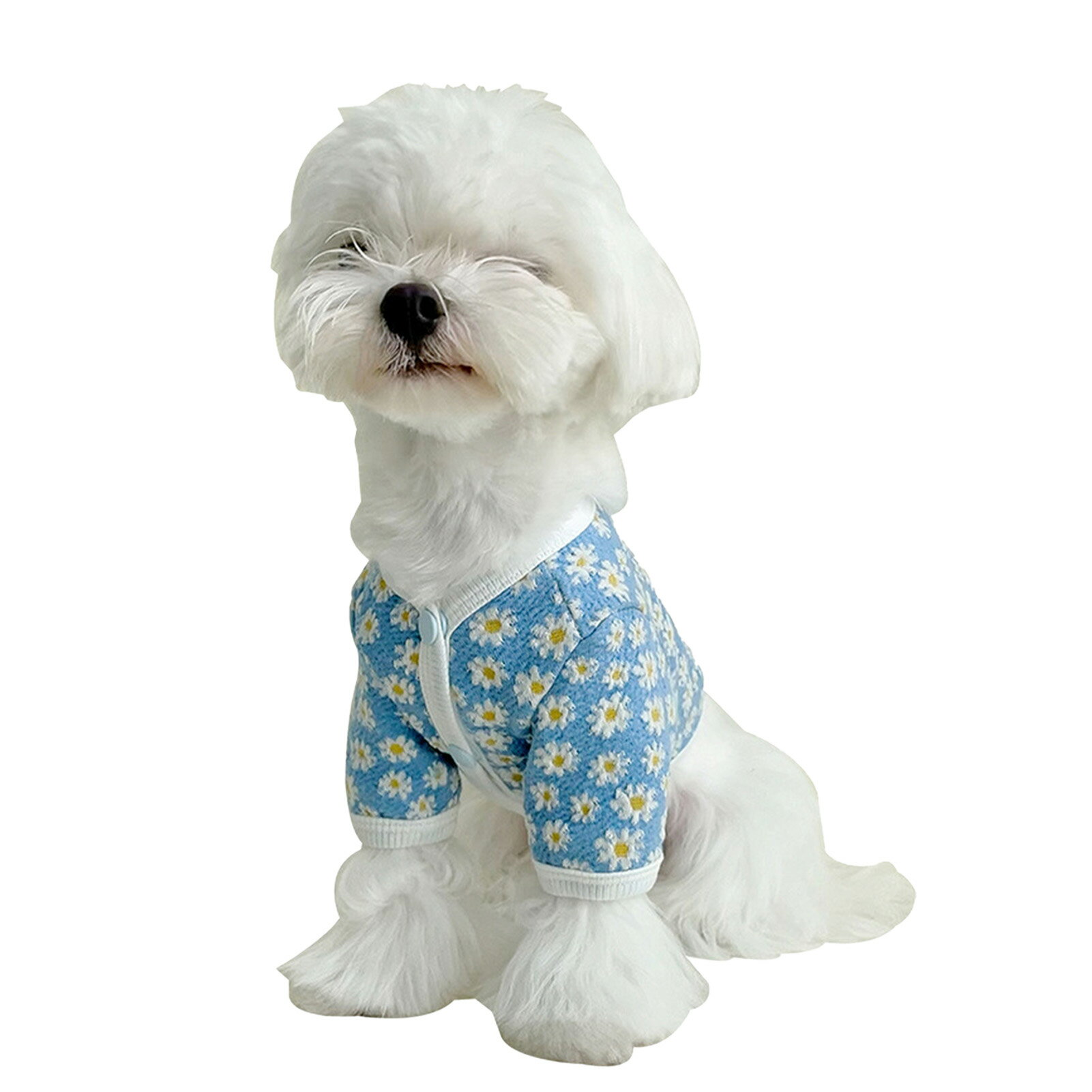 秋用ペットシャツソフト通気性フラワープリントスナップボタンクロージャーコットン子犬猫服 1