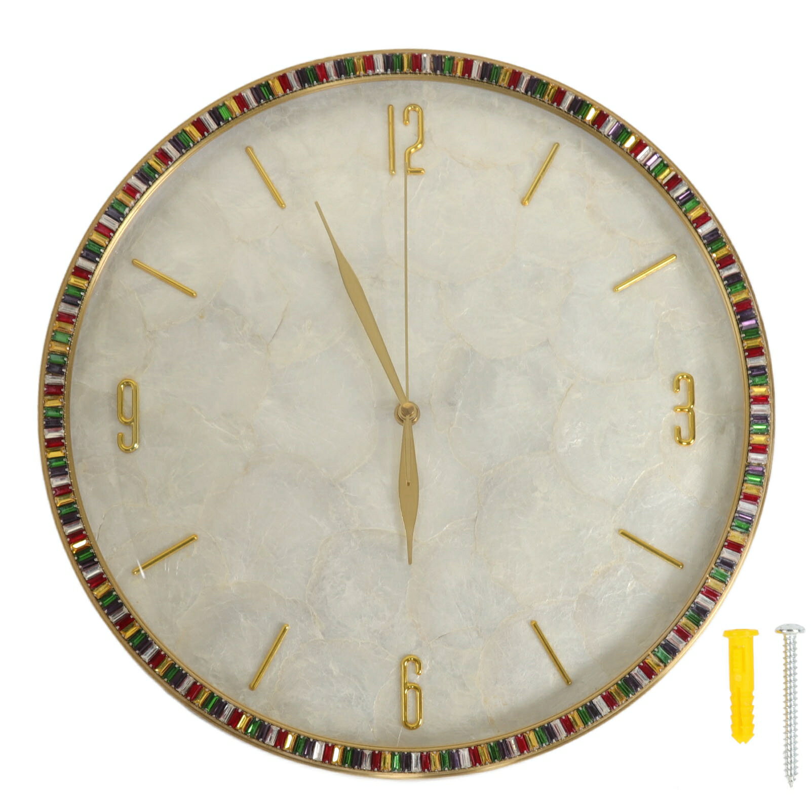 クォーツ時計 壁掛け時計 電池式 サイレント 北欧風 プレゼント 高温塗装 錆びなし 色あせなし 真鍮製 引越し祝い 新築お祝い ビジネス (直径 40cm / 15.7in)